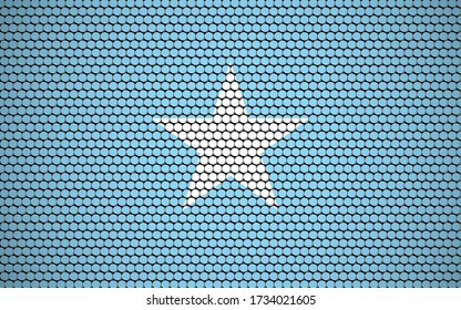 Bandera abstracta de Somalia hecha de círculos. Bandera somalí diseñada con puntos de color que le dan un aspecto abstracto moderno y futurista.