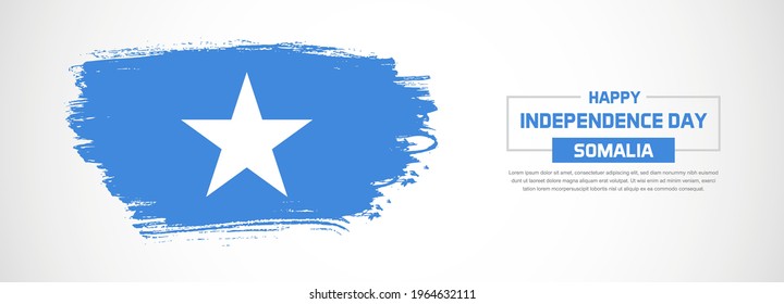 Bandera abstracta de Somalia dibujada a mano con pinceladas. Feliz Día de la Independencia con fondo vectorial de estilo grueso