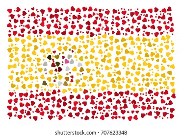 Abstract Flag Of Spain Made Of Sparse Hearts