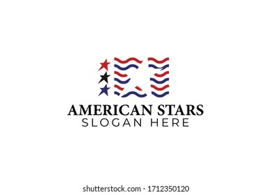 concepto vectorial de las estrellas de la bandera abstracta con estilos simples, únicos y elegantes con fondo blanco