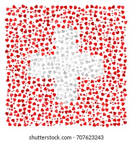 Abstract Flag Of Switzerland Made Of Sparse Hearts