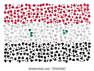 Abstract Flag Of Syria Made Of Sparse Hearts