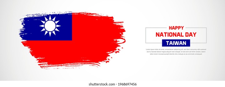 Bandera abstracta de Taiwán con pinceladas hechas a mano. Feliz Día Nacional con fondo vectorial de estilo grueso