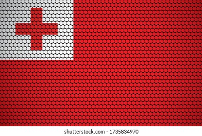 Abstract flag of Tonga made of circles. Tongan flag designed with colored dots giving it a modern and futuristic abstract look.