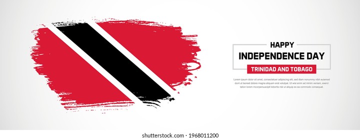 Abstract flag of Trinidad and Tobago on hand drawn brush strokes. Happy Independence Day with grunge style vector background