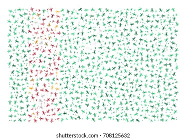 Abstract Flag Of Turkmenistan Made Of Sparse Human Icons