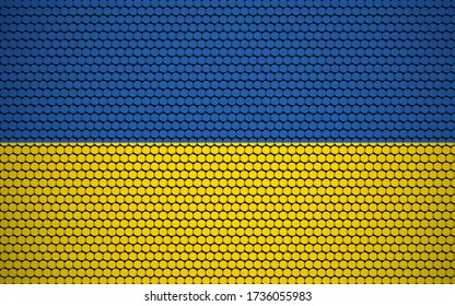 Abstract flag of Ukraine made of circles. Ukrainian flag designed with colored dots giving it a modern and futuristic abstract look.