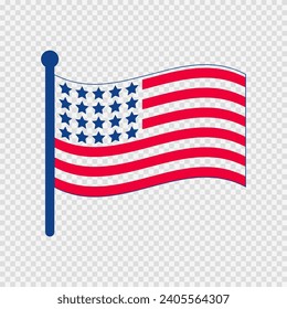 Abstract flag of the United States of America, vector USA flag, American flag on a transparent background.