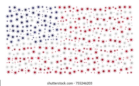 Abstract flag of The United States made of sun icons