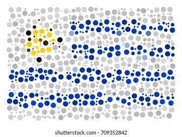 Abstract Flag Of Uruguay Made Of Sparse Circle Icons