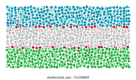 Abstract Flag Of Uzbekistan Made of Rectangles