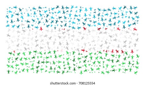 Abstract Flag Of Uzbekistan Made Of Sparse Human Icons