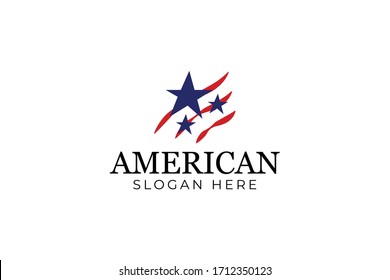 abstract flag of wave and stars logo vector concept with simple, unique, and elegant styles with white background