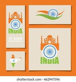 abstract flags for Indian independence day. card designs and brochures. vector illustration