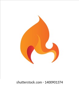 Abstract flame design element, stylized fire icon, three-dimensional modern vector