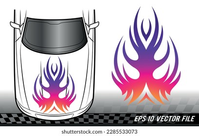 Abstract flame electric car hood vinyl sticker vector eps file. Car bonnet flames sport car decal. Decoration for cars, auto, truck, boat, suv and motorcycle tank.