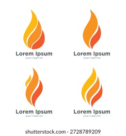 Conjunto de diseño de logotipo de fuego de llama Abstractas