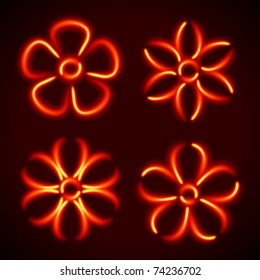 Abstract flame flowers set. Vector illustration Eps 10.