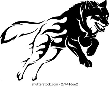 Abstract Flame Leaping Wolf