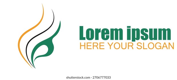 Diseño Abstractas del logotipo de la llama con la curva verde y naranja