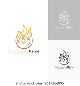 Abstract Flame logo with line style, fire logo template