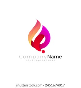 Abstract flame logo with red color, burning design