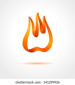 Abstract flame on gray background. Vector creative symbol
