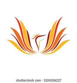 Abstract Flame Phoenix Wings Line Art Vector Symbol Design