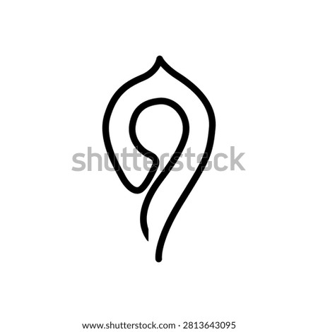 Abstract flame shaped location pin vector icon isolated