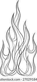 Abstract flame silhouette background element. Heat energy blaze contour. Modern burning light pattern drawing. Dynamic fire design.