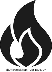 Abstract flame silhouette icon in minimalist style for logo design and branding