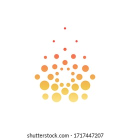 Símbolo de llama abstracto, concepto de logotipo de incendio, icono de vector de puntos anaranjados