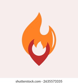 Abstract flame symbol with pin point shape.