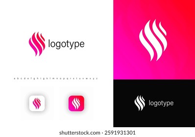 Abstract flame or vertical wave logo. Stylish dynamic symbol for branding, startups, beauty, wellness, tech, corporate identity. Minimal flat vector logo template.