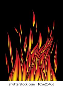 Abstract flame wave on black background, mesh vector illustration, eps 10