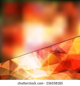 Abstract flaming red card or invitation template with polygonal geometric background and place for your text. Fully editable.