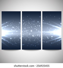 Abstract flash banners set, dark design vector illustration.