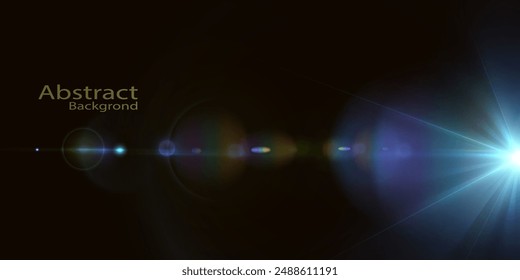 Abstract flash of bright blue glow in outer space. Abstract light background. Vector for web design and illustrations.