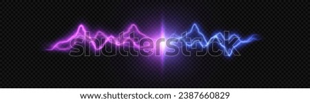 Abstract flash of light with elements of electric discharge, lightning. High current, power. Vector illustration of an overlay on an isolated Background.	