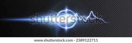 Abstract flash of light with elements of electric discharge, lightning. High current, power. Vector illustration of an overlay on an isolated Background.