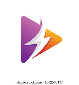 Abstract flash media play vector isolated on white background. Logo, sign or emblem design template.