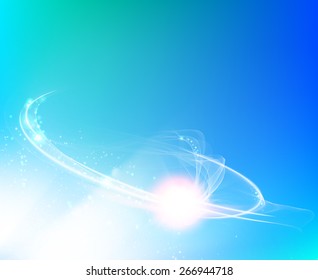 Abstract flash over bright blue background. Vector illustration.