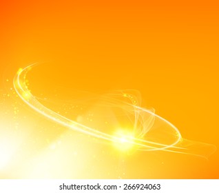Abstract flash over bright orange background. Vector illustration.