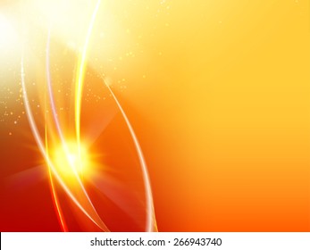 Abstract flash over bright orange background. Vector illustration.