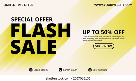 Abstract flash sale banner with long shadow text illustration