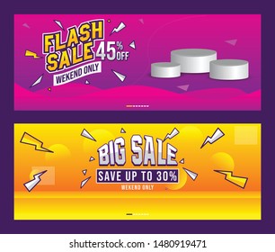 Abstract Flash Sale Web Banner With Podium Template Vector