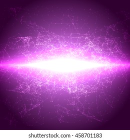 Abstract Flashed Polygonal Space Background with Connecting Dots and Lines | EPS10 Vector Illustration