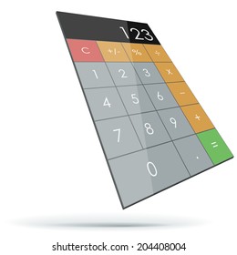 Abstract flat 3D calculator isolated on white background. 