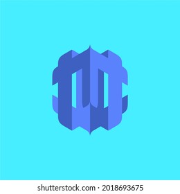 Abstract Flat 3D Geometric Cube Technology, Digital Logo Identity