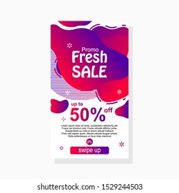 abstract flat amoeba fluid discount banner design for sale and promotion with gradient color